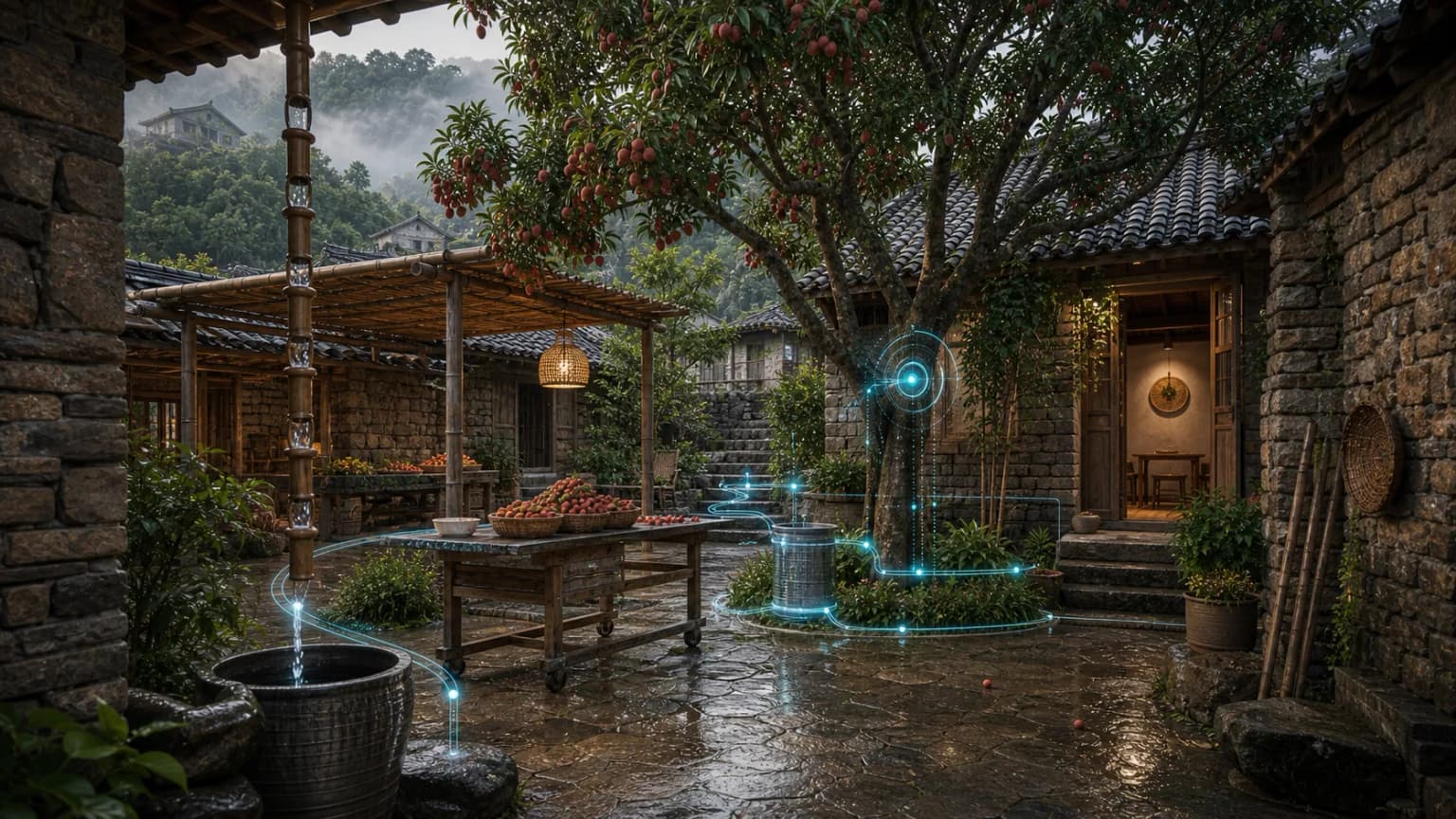 岭上院落、庭院和乡村共居场景